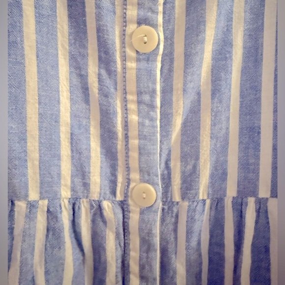 Beachlunchlounge-Women's Flutter Sleeve Button Front Linen Dress-EUC - Picture 8 of 13